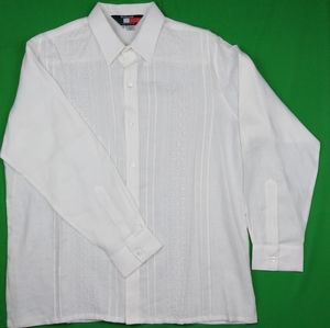 NEW 100% Irish Linen D'Accord Embroidered LS Shirt